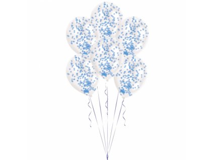 29769 latexove balony s konfetami modre 6 ks