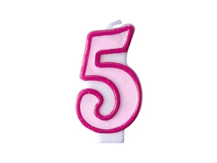 Свещ за рожден ден с число 5 (розова)