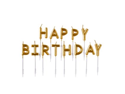 33695 tortove sviecky happy birthday zlate 7 3 cm 13 ks