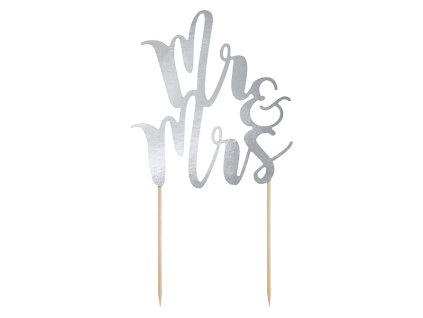Украса за торта Mr & Mrs (сребърна)