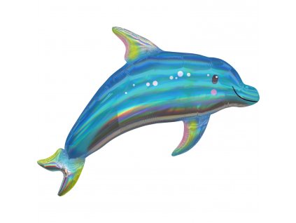 33332 foliovy balon holograficky delfin 73 x 68 cm