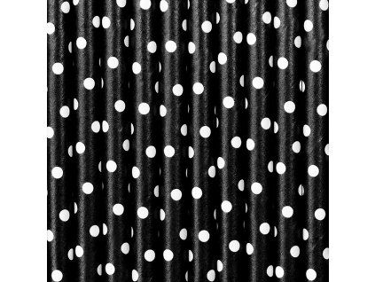 Papierové slamky bodkované čierne 10 ks