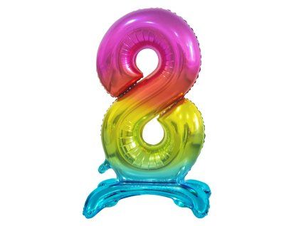 Samostojaci fóliový balón 8 dúhový 74 cm