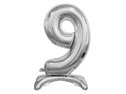 Samostojaci fóliový balón 9 strieborný 74 cm