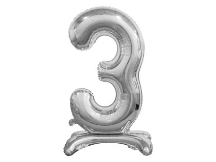 Samostojaci fóliový balón 3 strieborný 74 cm