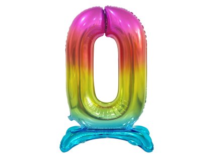 Samostojaci fóliový balón 0 dúhový 74 cm