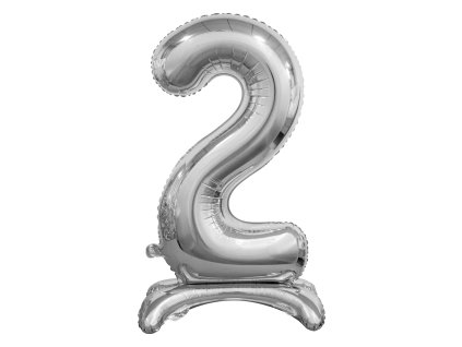 Samostojaci fóliový balón 2 strieborný 74 cm