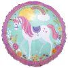 Fóliový balón - Holografický jednorožec, kruh 43 cm