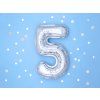 Fóliový balón Mini - Číslo 5 strieborný 35cm