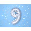 Fóliový balón Mini - Číslo 9 strieborný 35cm