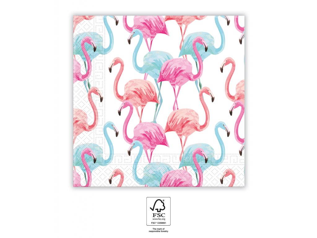 Procos Ubrousky Flamingo 33 x 33 cm - Párty stolování | Heliumking.cz