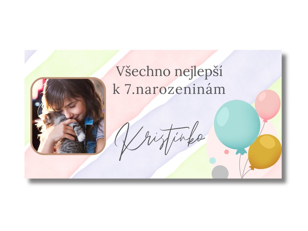 Levně Personal Narozeninový banner s fotkou - Pastel birthday Rozměr banner: 130 x 65 cm