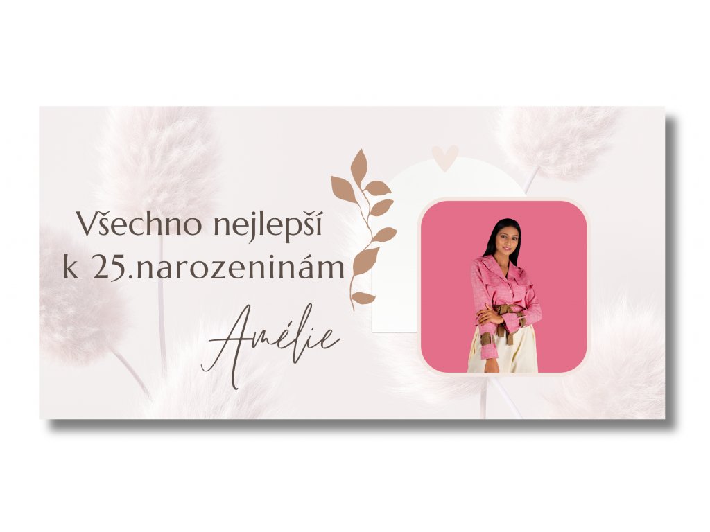 Personal Narozeninový banner s fotkou - Soft Rozměr banner: 130 x 260 cm