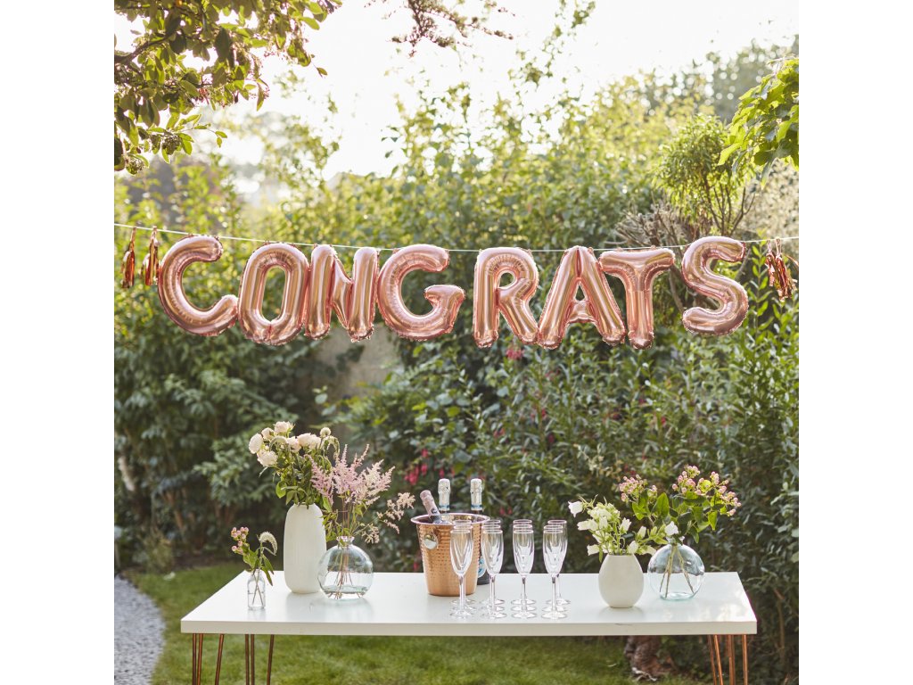 Ginger Ray Girlanda "Congrats" s třásněmi - Růžově zlatá