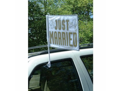 27627 1 svadobna vlajka na auto just married