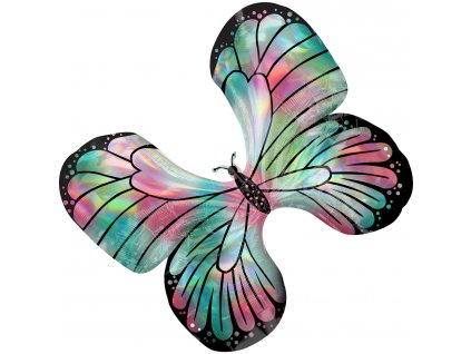 33353 foliovy balon holograficky motyl 76 x 66 cm