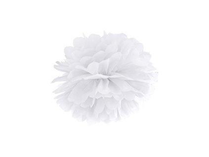 Pompom ve tvaru bílého květu 25 cm
