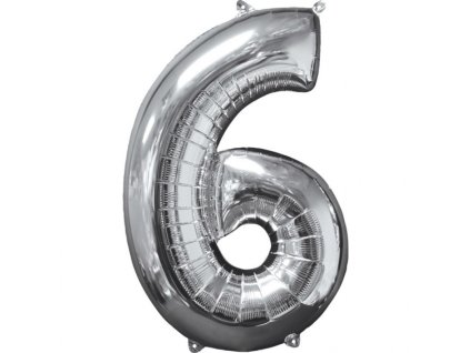 44387 foliovy balon narodeninove cislo 6 strieborny 66cm