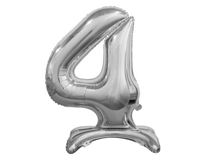 Samostojaci fóliový balón 4 strieborný 74 cm