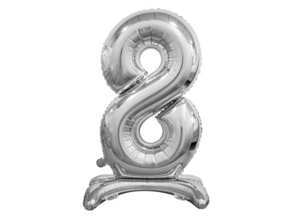 Samostojaci fóliový balón 8 strieborný 74 cm
