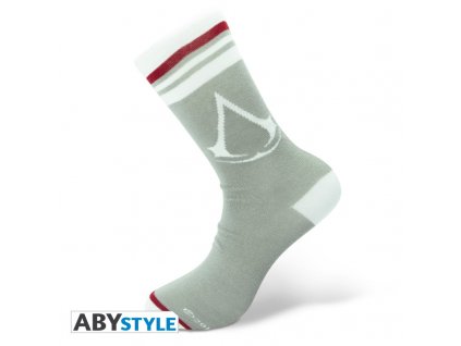 assassin s creed socks grey white crest (1)