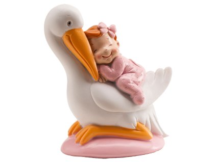 Figurka na dort - spící holčička a čáp