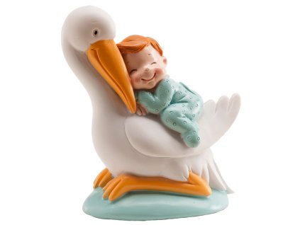 Figurka na dort - spící chlapec a čáp
