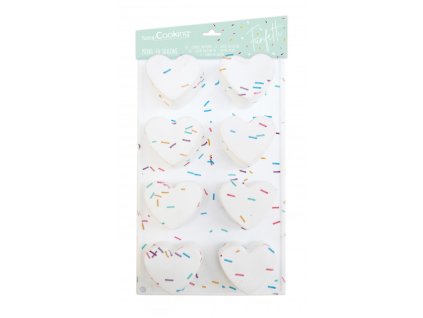 Silikonová forma na pečení barevná - Srdce Funfetti 8 ks