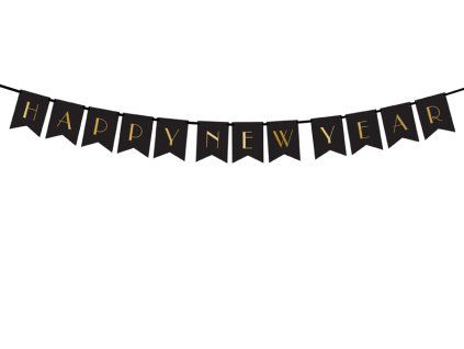 Banner Happy New Year čierny