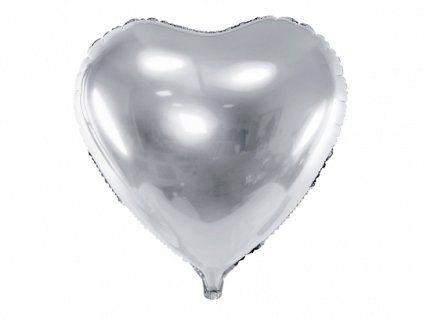 Fóliový balón srdce - strieborné 45 cm