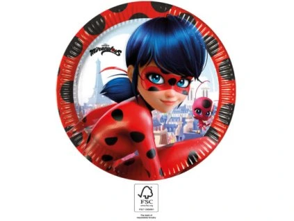 Kompostovateľné taniere - Miraculous Ladybug 23 cm 8 ks