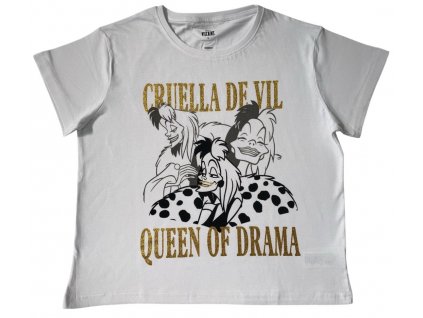 Dámske tričko 101 Dalmatíncov - Cruella biele (Velikost - dospělý L)