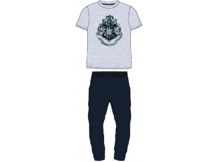 Pánske pyžamo Harry Potter - Rokfort sivé (Velikost - dospělý L)