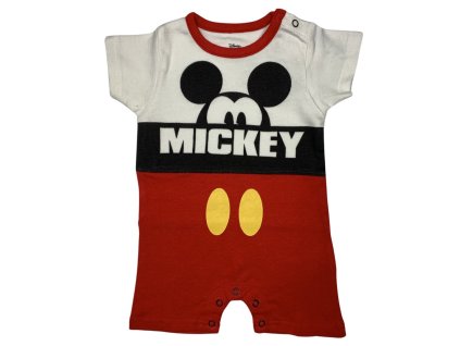 Detský letný kraťasový overal - Mickey Mouse biely (Velikost nejmenší 3 měsíce)