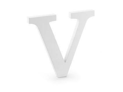 Drevené písmeno V - biele