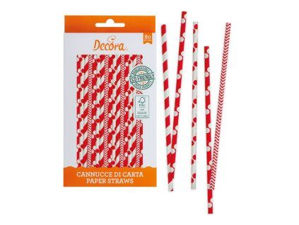 Slamky - červeno/biele mix 80 ks