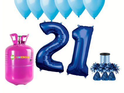 Hélium párty set na 21. narodeniny s modrými balónmi