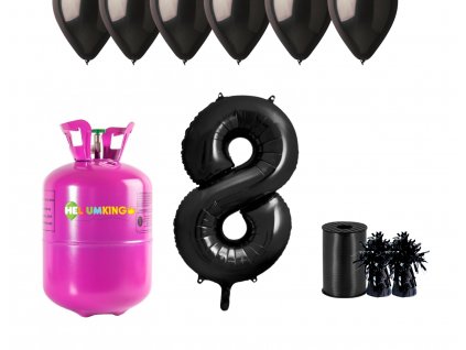 76413 helium party set na 8 narodeniny s ciernymi balonmi