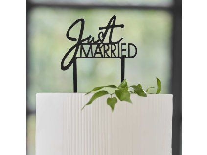 Ozdoba na tortu - Just married, čierne