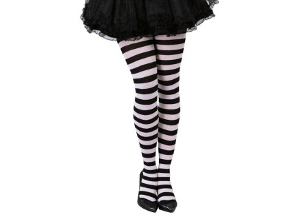 Dámské punčocháče - Páskavé, černo-bílé