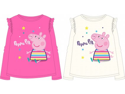 Dievčenské tričko s dlhým rukávom - Peppa Pig, krémové (Velikost - děti 104)