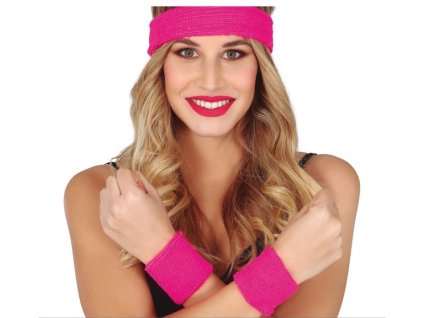 Sada potítek a čelenky - Tmavorůžová