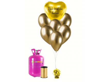 Personalizovaný helium párty set - Zlaté srdce 16 ks