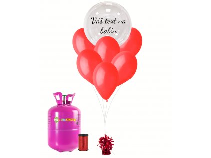 Personalizovaný helium párty set červený - Průsvitný balón 11 ks