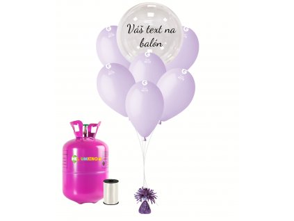 Personalizovaný helium párty set fialový - Průsvitný balón 11 ks
