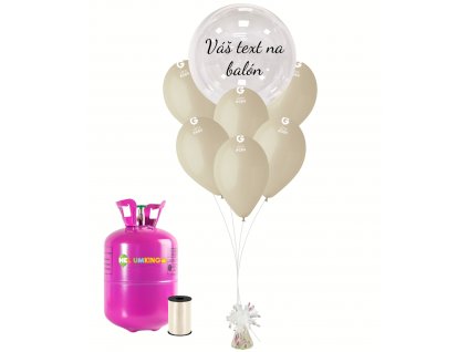 Personalizovaný helium párty set latte - Průsvitný balón 11 ks