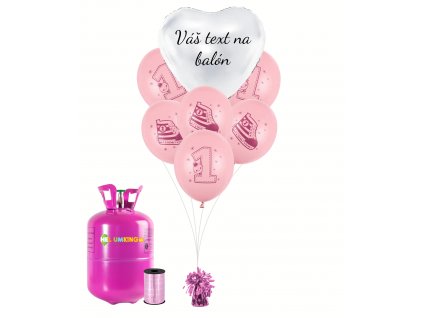 Personalizovaný helium párty set růžový 1. - Teniště 16 ks