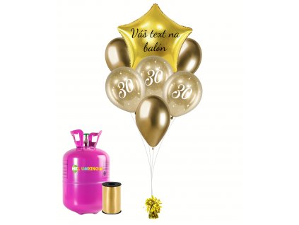 Personalizovaný helium párty set zlatý - 30. narozeniny 19 ks