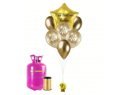 Personalizovaný helium párty set zlatý - 40. narozeniny 13 ks