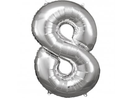 4148 1 balonik foliovy narodeninove cislo 8 strieborny 86 cm